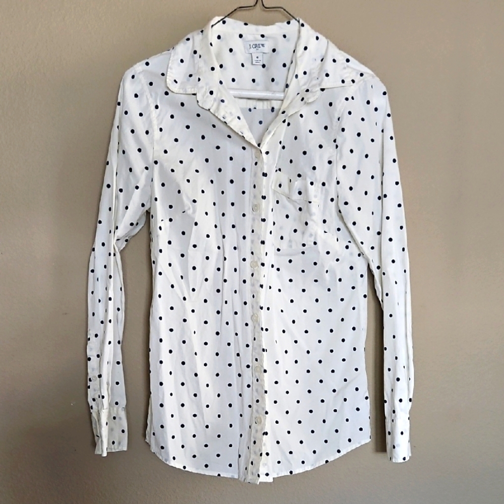 J Crew Polka Dot Button Up Shirt